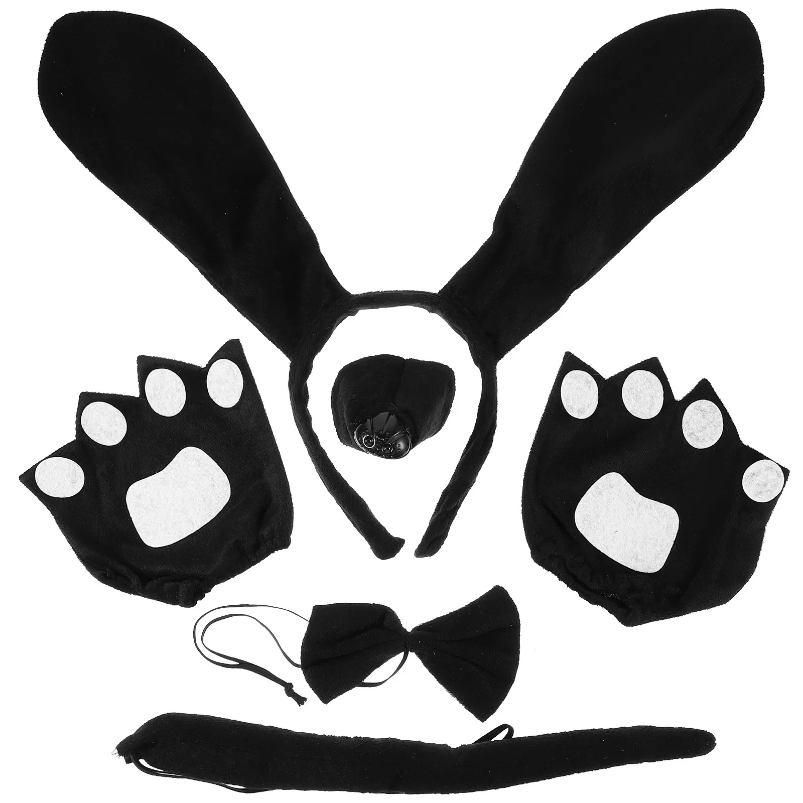 

1Set Dog Costume Set with Ears Headband Bow Tie Tail Soft Fabric Dress Up Accessories for Women Party Fun