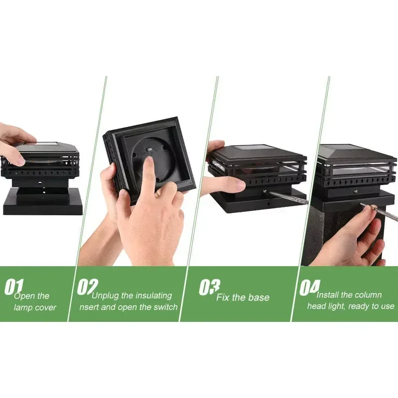 Solar Pillar Light LED Garden Light with Rechargeable Battery IP44 Waterproof Light Sensor Control Plastic Construction