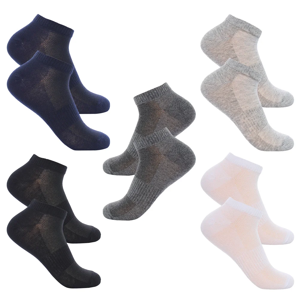 5 أزواج من الجوارب الرجالية الرياضية للكاحل الشبكية القطنية القابلة للتنفس، جوارب قصيرة للجري للرجال، جورب للجري اليومي للرجال
