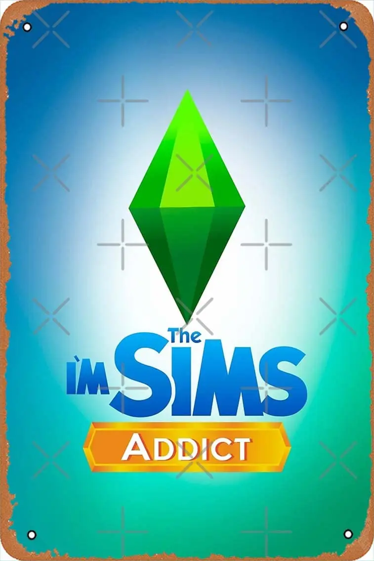 Im The Sims Addict Poster Vintage Retro Metal Sign 8x12 Inch Man Cave Home Wall Decor