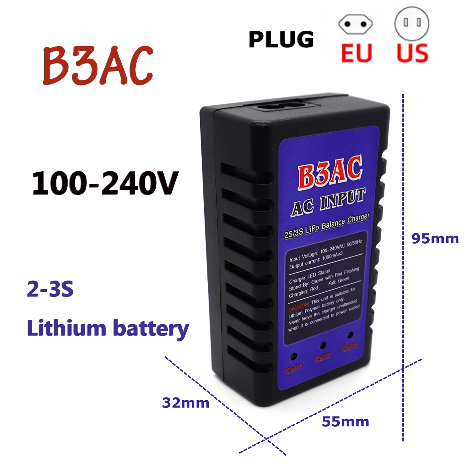 

B3AC 100-240 В переменного тока, литиевая батарея, компактное зарядное устройство для радиоуправляемого автомобиля, лодки, дрона, вертолета, модель 2-3S, литиевая батарея 7,4 В-11,1 В