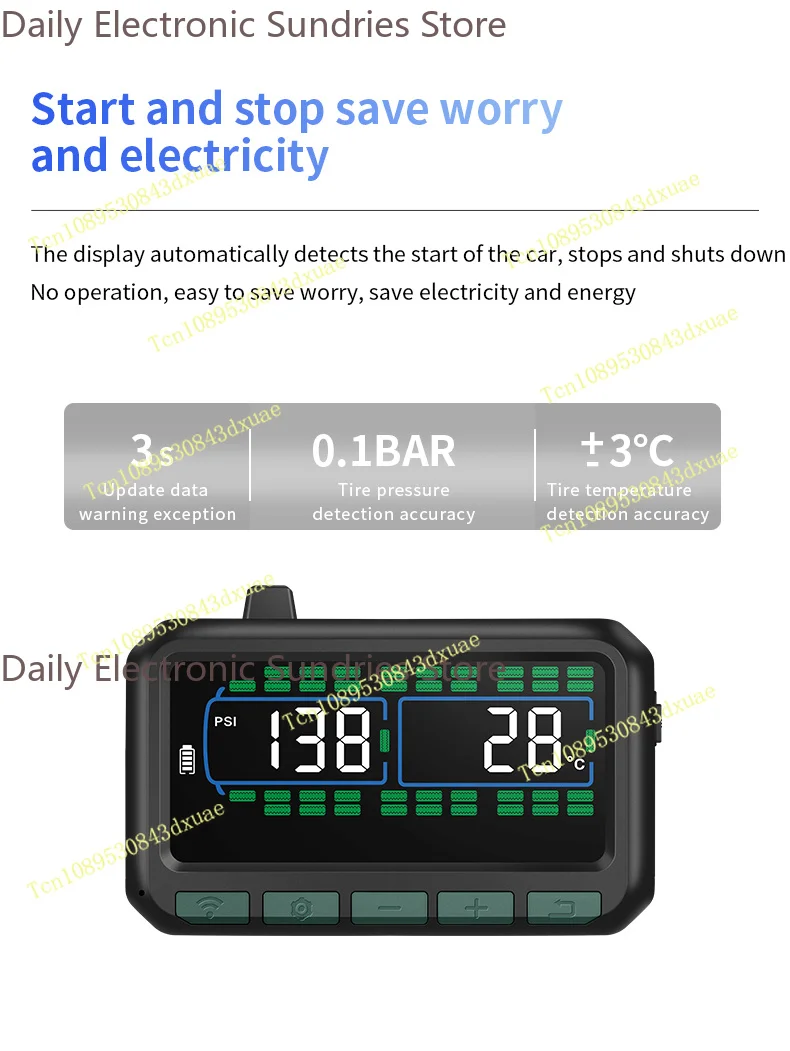 Multi-Wheel TPMS Monitoring System, 6/8/12/16/22 Wheels Tire Pressure Detector, Android TPMS Sensor for Truck RV Trailer Use