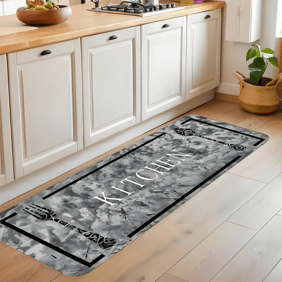 

1PC KITCHEN Pattern Kitchen Rug Non-Slip Door Mats Pop design Bathroom Rug Bath Mat Carpet for Home Sink Laundry Decor