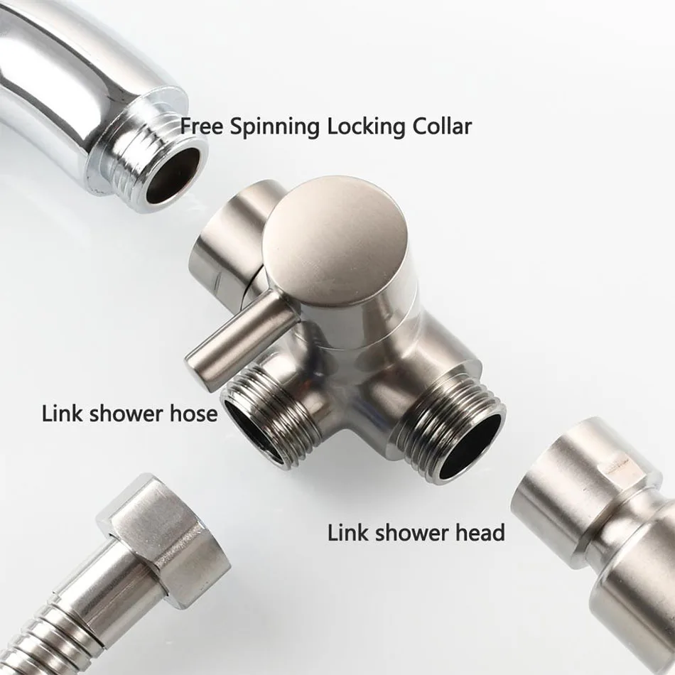 3 Way Brass Shower Arm Adapter G1/2’’ Shower Diverter Valve for Handheld Shower Head and Fixed Shower Head