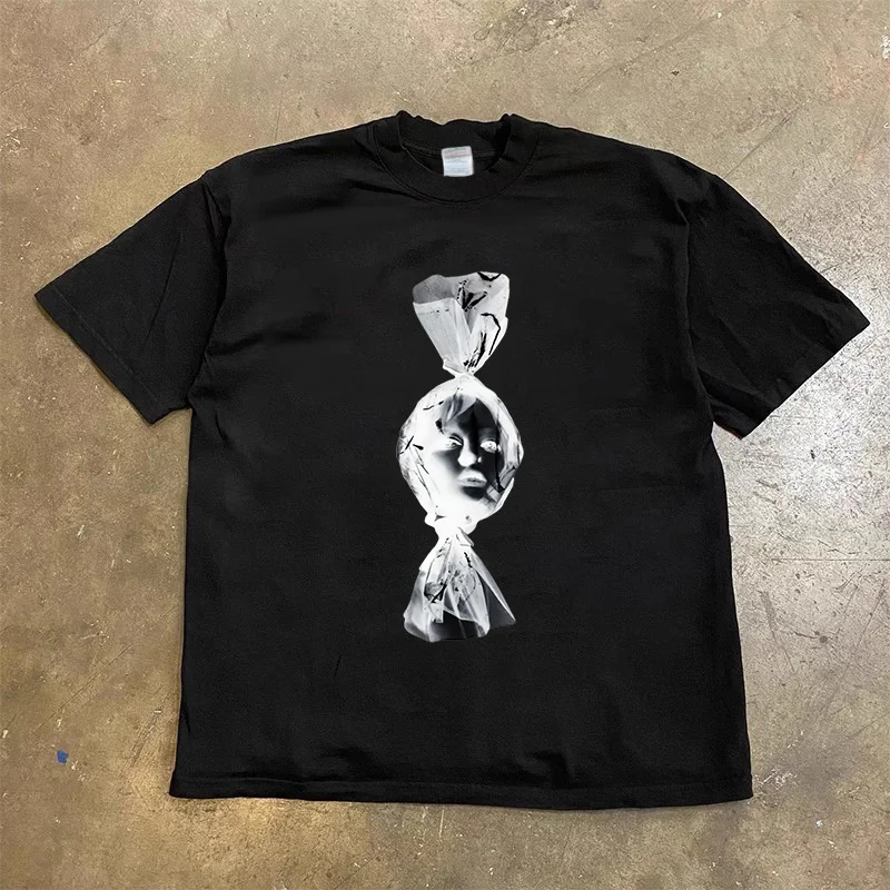 

American Y2K T-shirt fashionable, loose and versatile, retro pattern creative printed short sleeved T-shirt for men and women