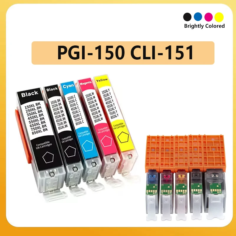 PGI150 CLI151 Ink Cartridge PGI 150 CLI 151 Compatible for Canon MG5410 MG5510 MG6410 MG7510 IP7210 IP8710 MX721 IX6810 Printer