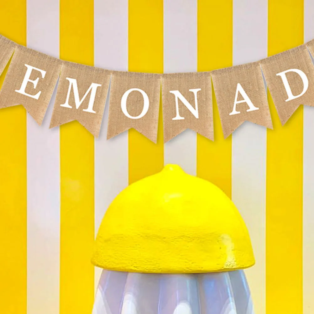 

2 Pcs Party Decoration Banner Garland Hanging Lemon Themed Bunting Decorations Pull Flag