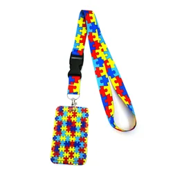 Autisme Patroon Hals Sleutelhanger Ketting Omboordsels Linten Anime Cartoon Neck Strap Lanyard Id Badge Houder Sleutelhanger Lanyards Geschenken