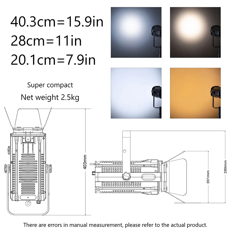 100W COB 2in1 WW CW 250W 4in1 RGBL Museum Theater Stage Fresnel Spotlight 25° - 60° Manual Zoom DMX LED Studio Spot Light
