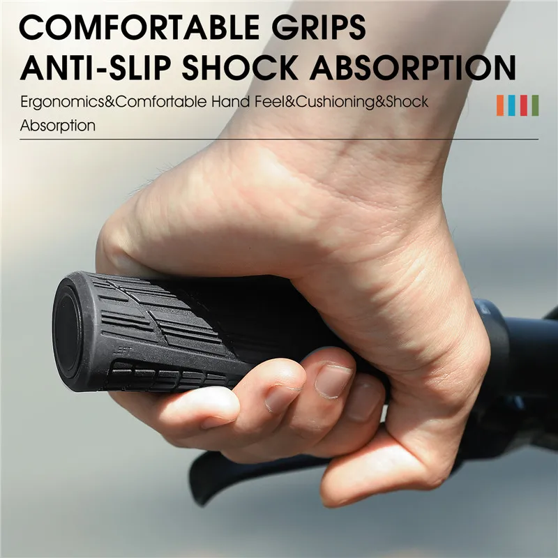 WEST BIKING Bike Handlebar Grips Anti-slip Shock Absorption Bicycle Grips MTB Bike Aluminum Alloy Locking Ring Handlebar Cover