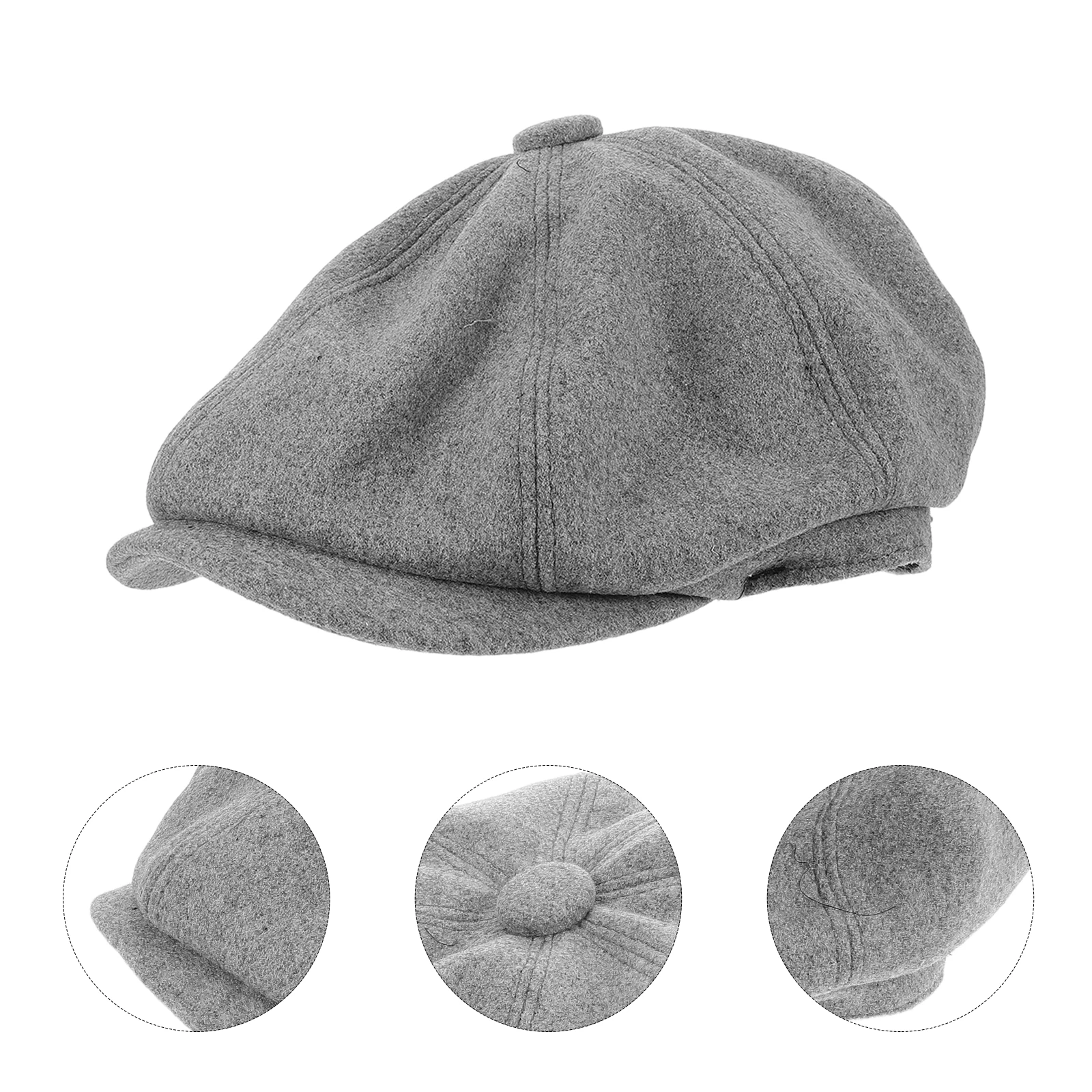 

Vintage Newsboy Hat Men Women Unisex Wide Brim Cap Dark Grey Breathable Fabric Outdoor Sunshade Comfortable Fit
