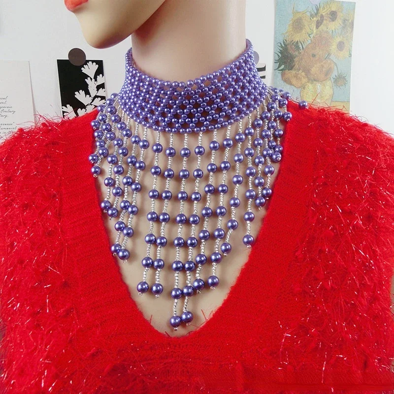 Elegant luxury multilayer purple fringe  pearl necklace 2023 new trend jewelry fashion woman\'s wedding party jewelry gift