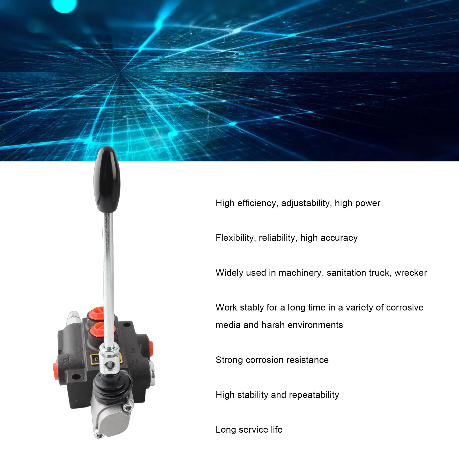 Hydraulic Flow Control Valve Kit 1 Spool Double Acting with Adjustable Relief Bar Control Handle Tractor Accessory
