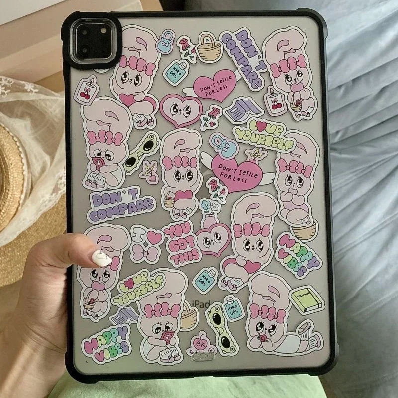 Cartoon Rabbit Acrylic iPad Case for iPad Air 4 Air 5 10.9inch iPad Pro 2020 2021 2022 11inch 12.9inch Protective Cover Shell