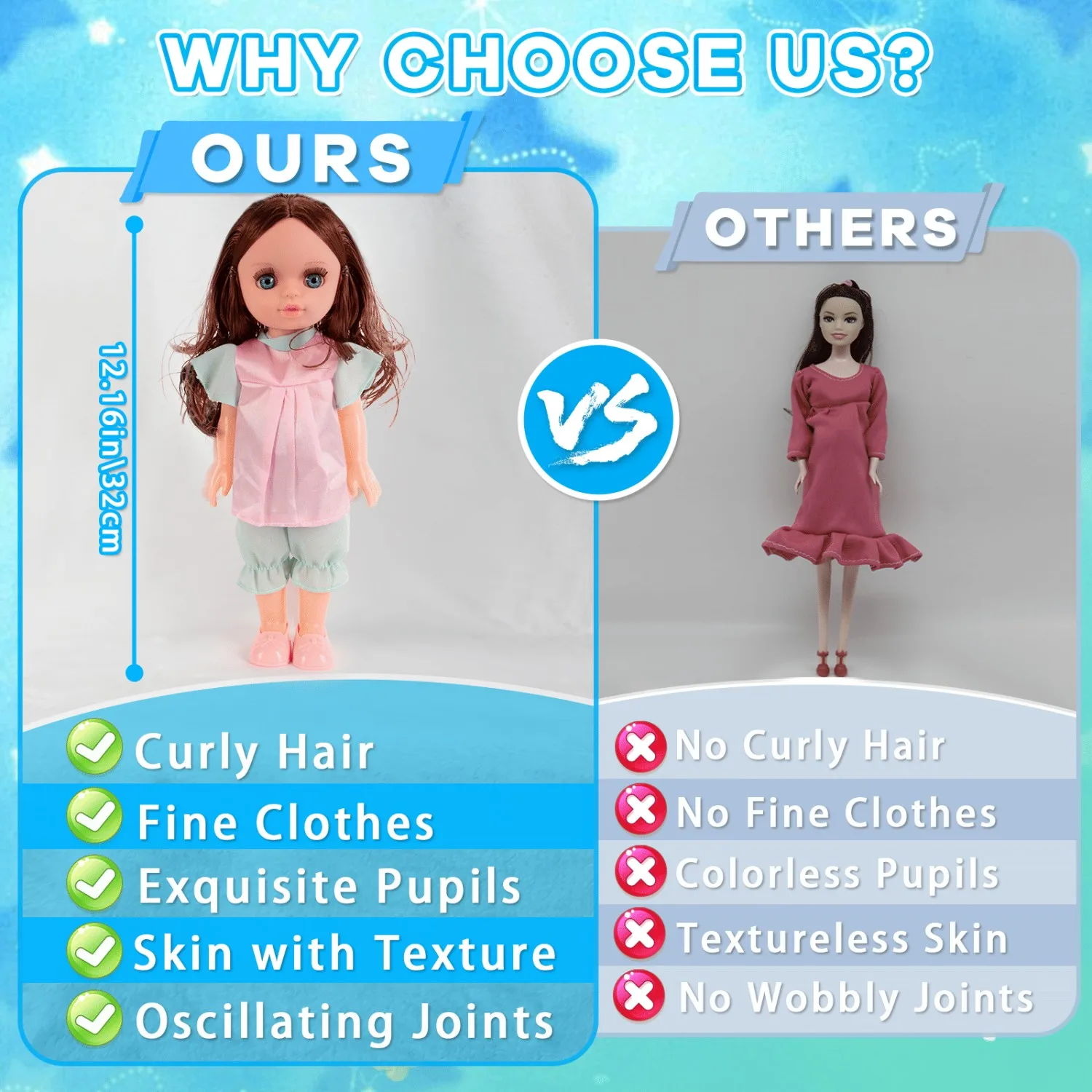 ตุ๊กตาเด็กน้อยนุ่มนิ่มขนาด 13 นิ้ว พร้อมเสื้อผ้าและเครื่องประดับ - ตุ๊กตาเด็กพลาสติกสำหรับเด็กอายุ 3-8 ปี ของขวัญสำหรับงานปาร์ตี้เด็ก