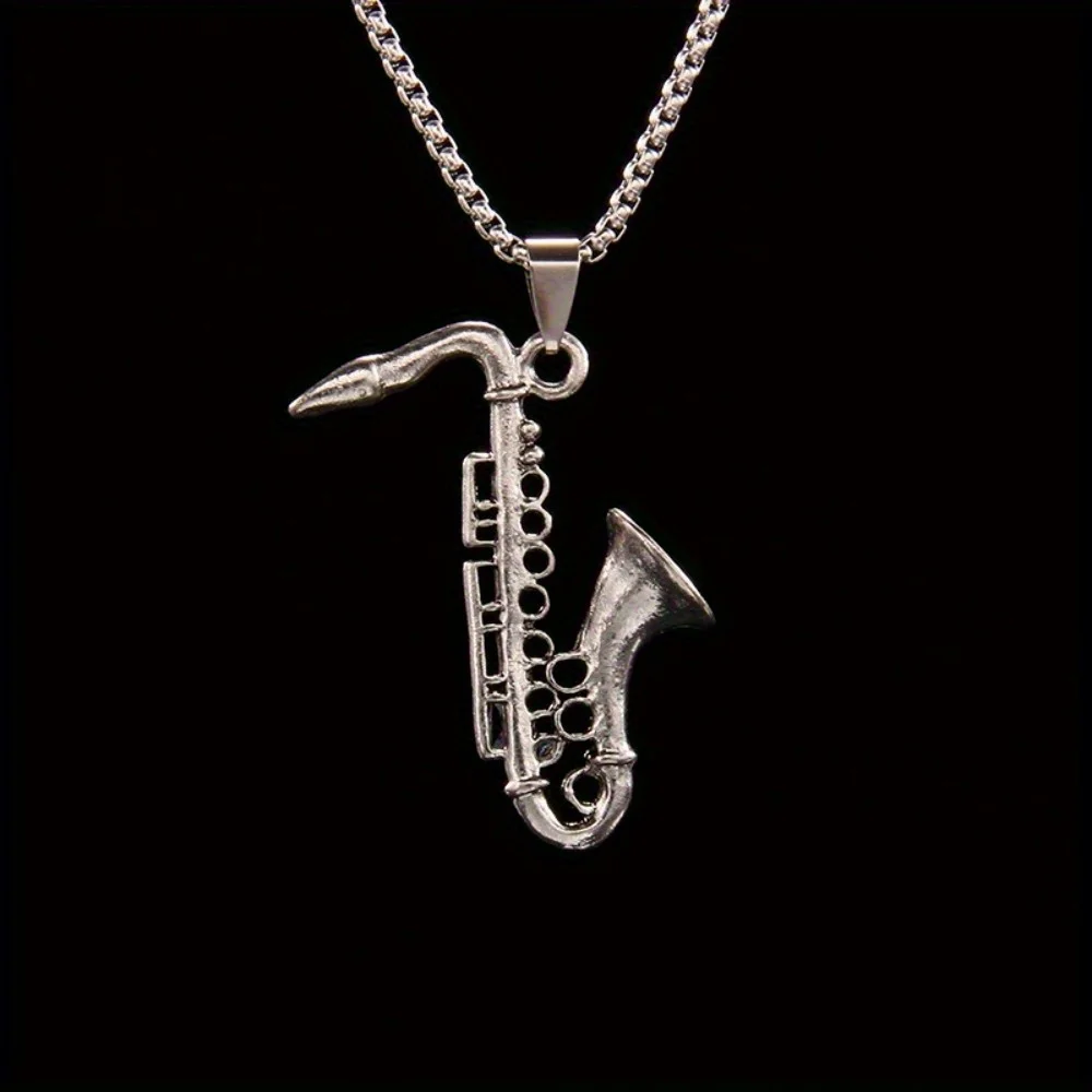 1 Pack Fashion Hip Hop Rock Instrument Saxophone Pendant Necklace Personalized Creative Niche Accessory Pendant Wholesale