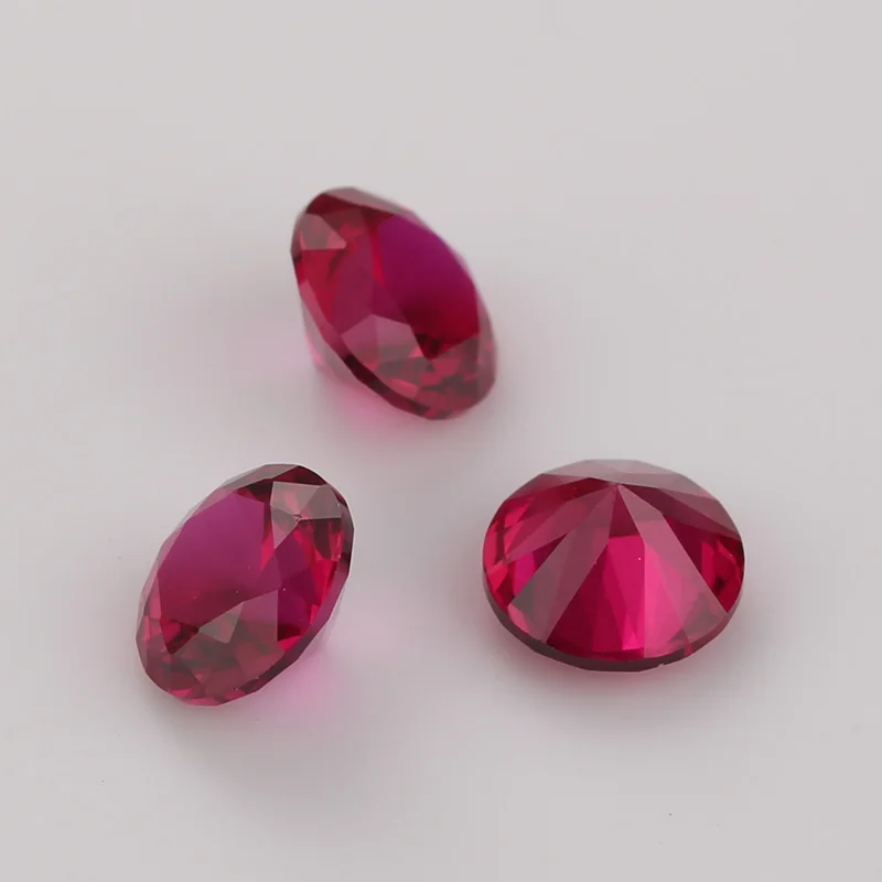 Size 2# 3# 5# 8# Ruby Red 1.0~12mm Round Brilliant Cut Rubys Synthetic Corundum Stones For Jewelry DIY Making