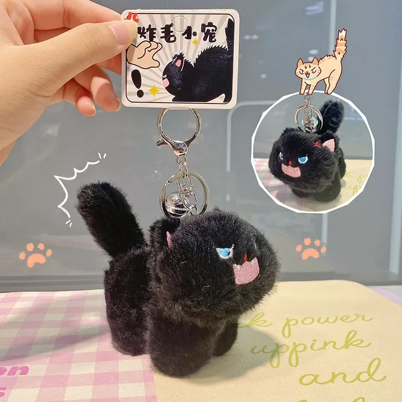 Fried Cat Plush Doll Pendant Cute Fried Cat Doll Keychain Small Gift  cute keychain