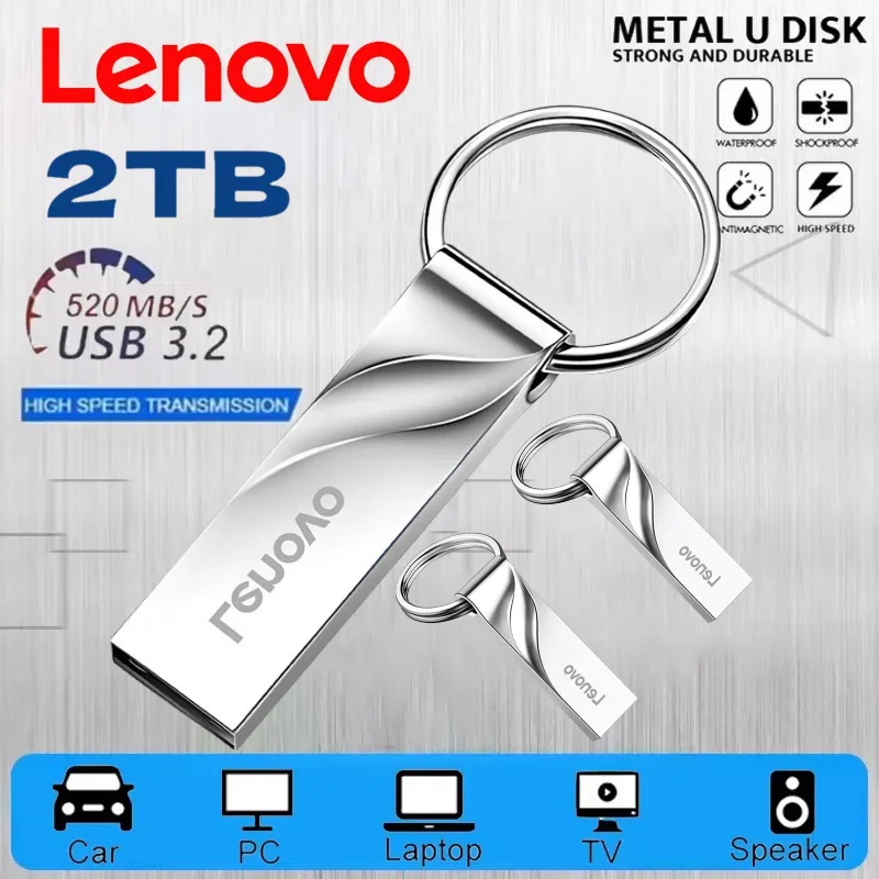 

Оригинальный флэш-накопитель Lenovo 2 ТБ USB 3,1, высокоскоростной флэш-накопитель, 1 ТБ, металлический водонепроницаемый флэш-накопитель типа C для компьютерных устройств