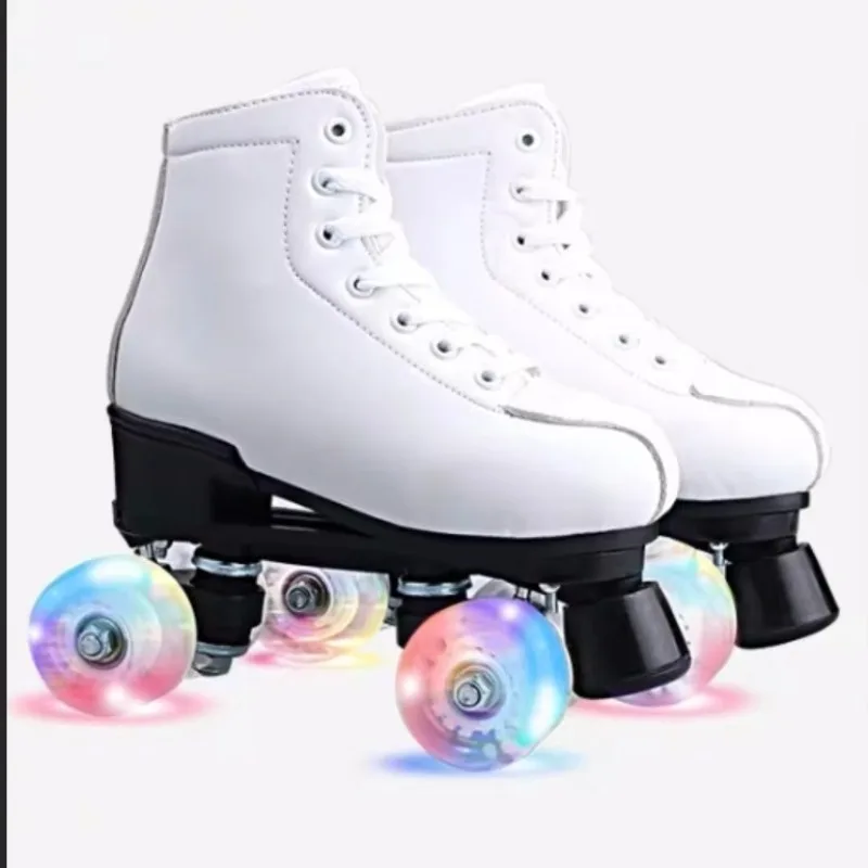 

High Quality Two-Row Glitter Flashing Roller Quad Skates Unisex Wheel Skating Shoes for Woman and Man