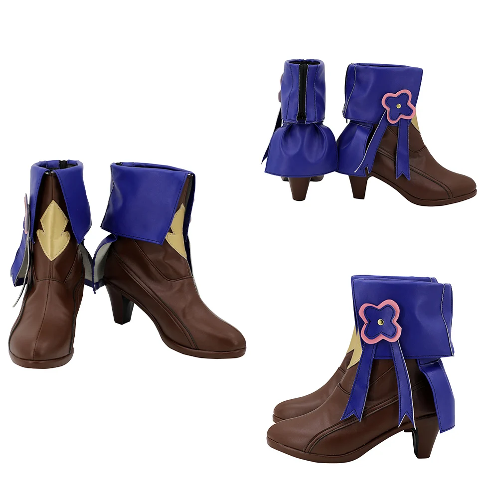 Honkai-Bottes de cosplay en cuir PU pour femmes et filles, chaussures à talons hauts, accessoires d'Halloween, Star Rail, 7 mars