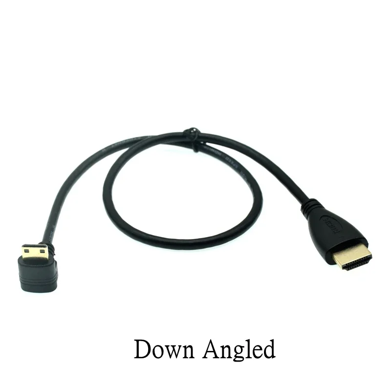 Câble compatible Mini HDMI pour caméra vidéo DSLR, résistant, mâle vers mâle, HD rette, connecteur, vers le bas, magasins, angle droit, 90