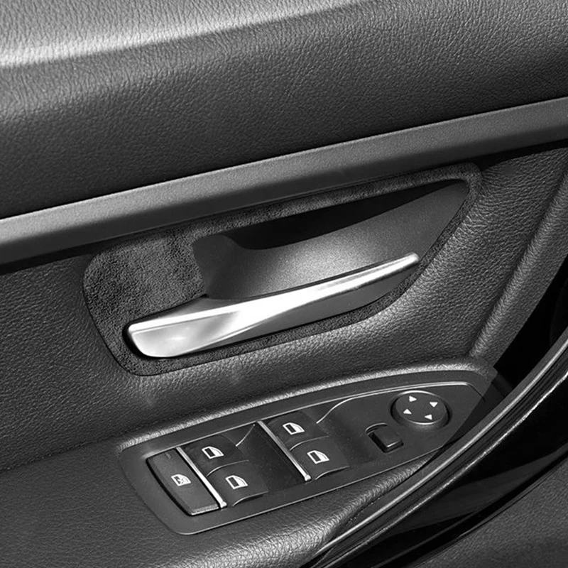 For BMW F30 F34 F36 Car Door Inner Handle Trim Frame Decorative Sticker Made of Alcantara  Car Interior Tuning Accessories 4Pcs