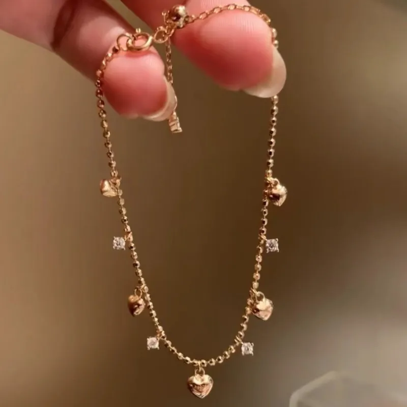 ENSHIR Lucky Colorful Heart Beads Shiny Zircon Water Drop Bracelet for Women Fashion Delicate Jewelry Gift Wholesale