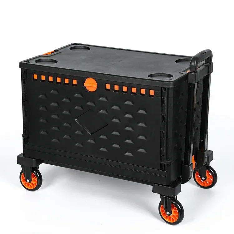 Box Folding Shopping  Supermarket Shopping Trolley Wholesale Detachable Large Capacity Plastic on Packing Tianyu 200 Pcs