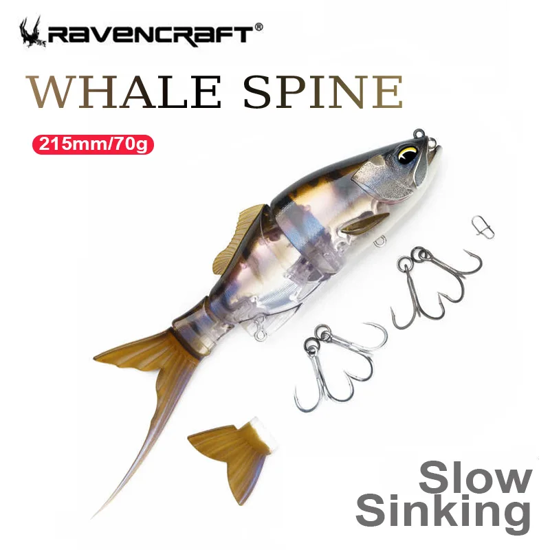 RAVENCRAFT WHALE SPINE 215mm 70g Slow Sinking 3 Section Hard Lure Water Surface Fishing Fake Bait