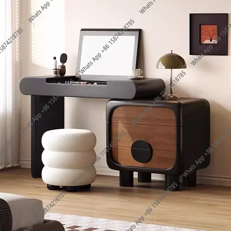 

Комод-туалетный столик в ретро-стиле кремового цвета для небольшой квартиры, с раскладной столешницей, премиум-класса, для спальни, с интегрированным хранением X