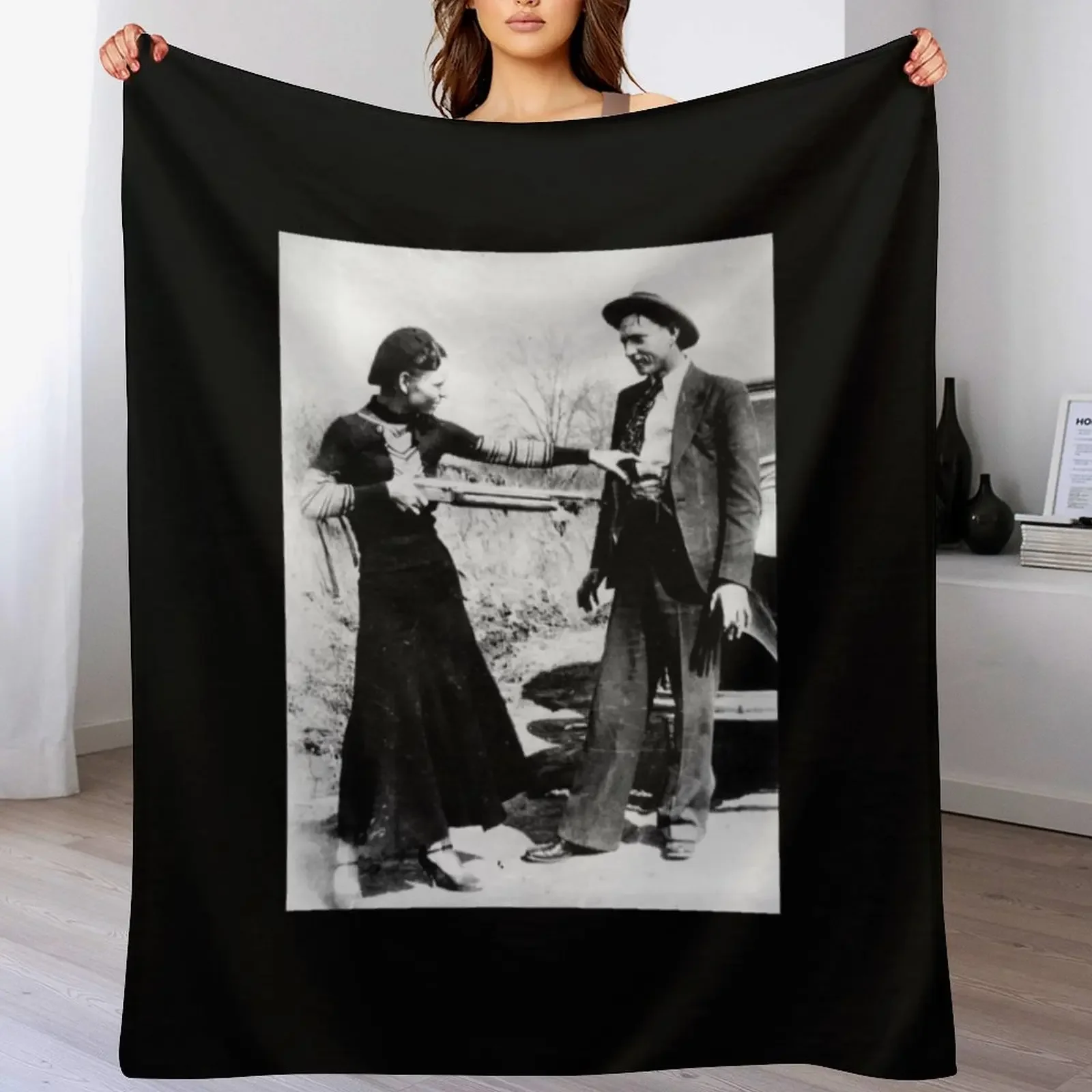 

New Bonnie & Clyde With Rifle Throw Blanket blankets ands Bed Blankets