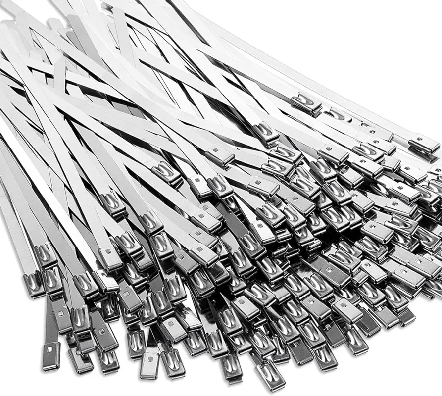 20-100PCS Heavy Duty 304Stainless Steel Cable Ties 4.6mm Self Locking Cable Zip Tie MultiPurpose Metal Exhaust Wrap Locking Ties