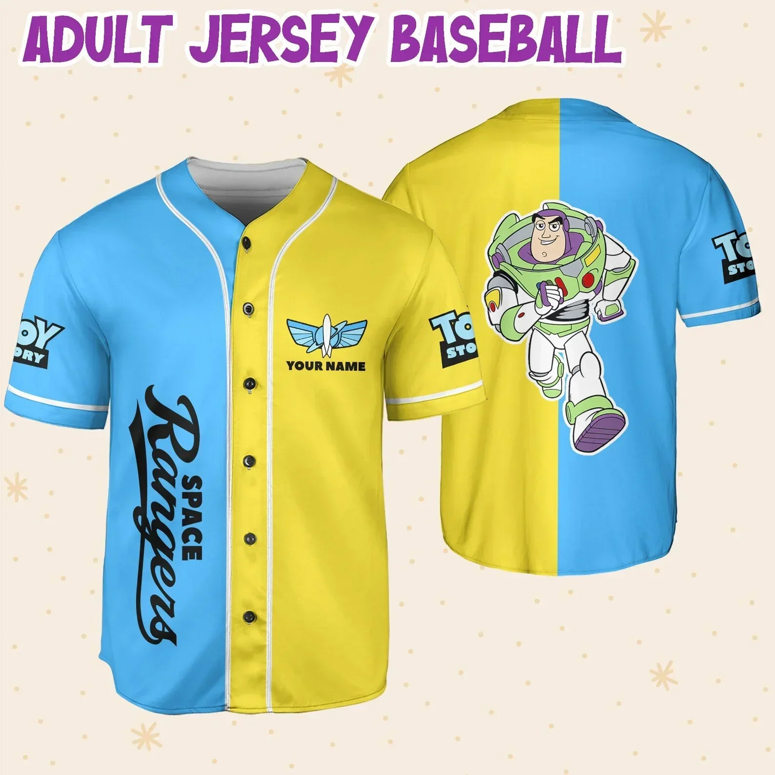 Disney Baseball Jersey For Men Buzz Lightyear Baseball Jersey Toy Story Baseball Shirt Disney Custom Name Men's Women's Shirt