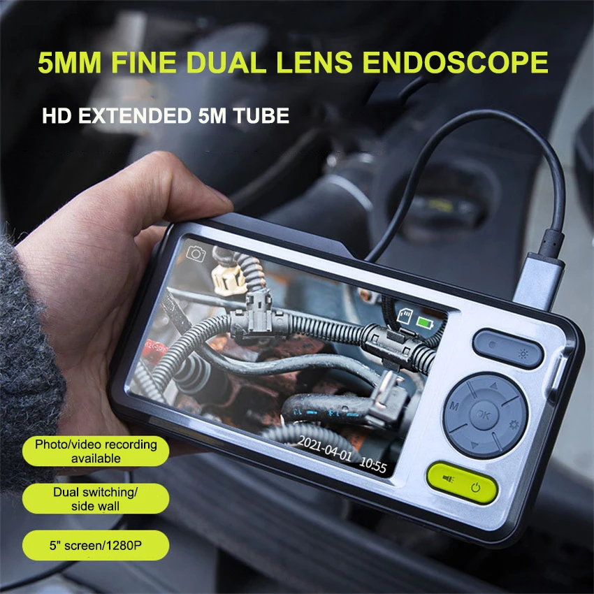 1080P Dual Camera Endoscope Teslon Inspection Camera with 5\