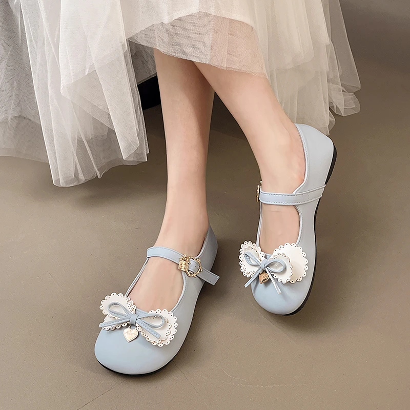 Spring New Coarse Heel Single Shoes Women's Fashion Round Head Shallow Bow Anti-slip Wear-resistant Mary Jane Shoes image 3