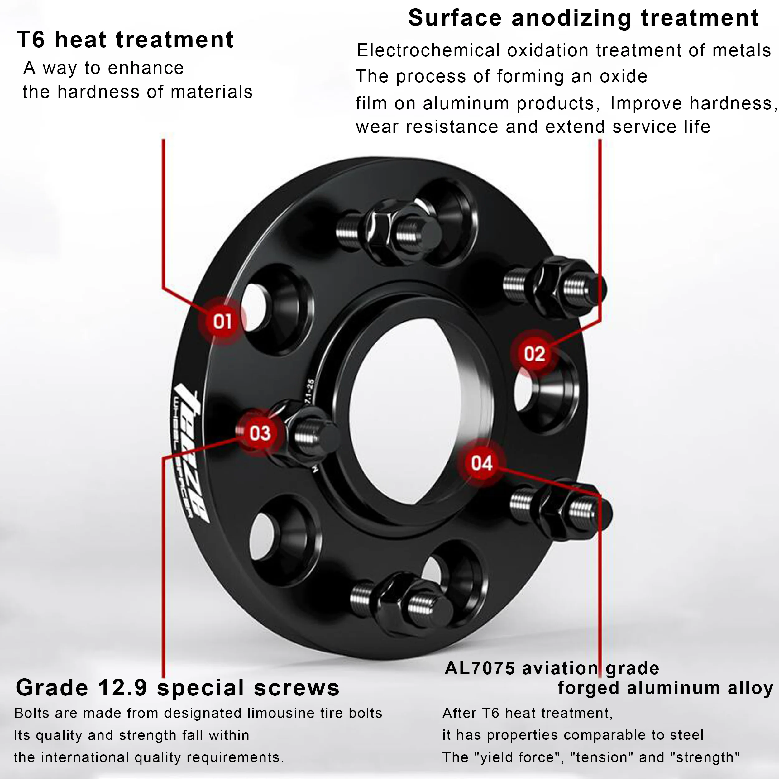 TEEZE 2pcs 7075-T6 Aluminum Alloy Wheel Spacers PCD 5x108 CB 63.4mm M12*1.5 for Jaguar XJ XK XF X-TYPE S-TYPE