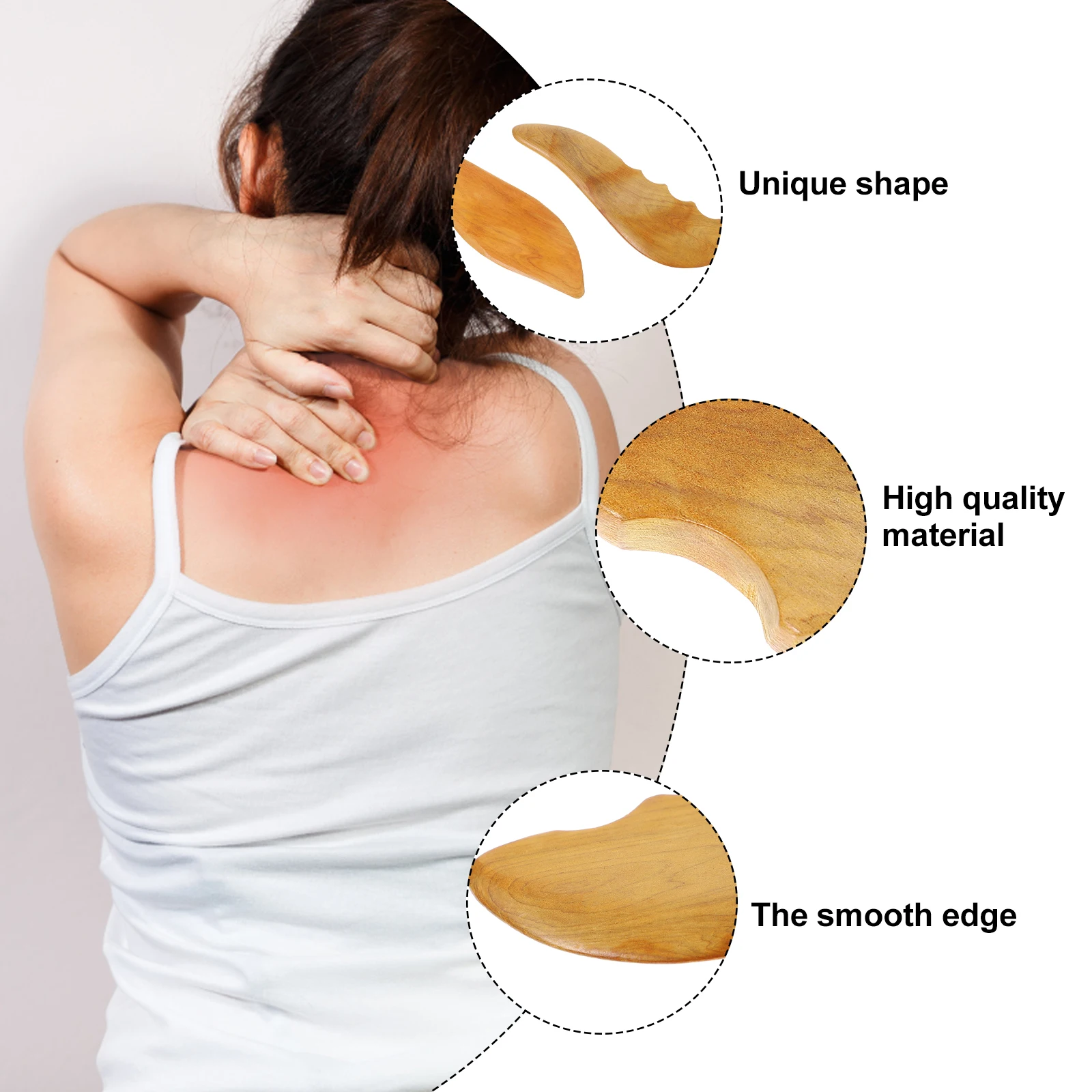 

2pcs Gua Sha Massage Board Body Scraper Tool Physical Therapy Wood Massage Plate Face Body Health Scraping Spa Acupuncture Tool