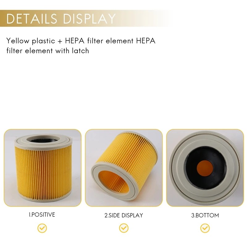 TOP Quality Replacement Air Dust Filters Bags For Karcher Vacuum Cleaners Parts Cartridge HEPA Filter WD2250 WD3.200 MV2 MV3 WD3