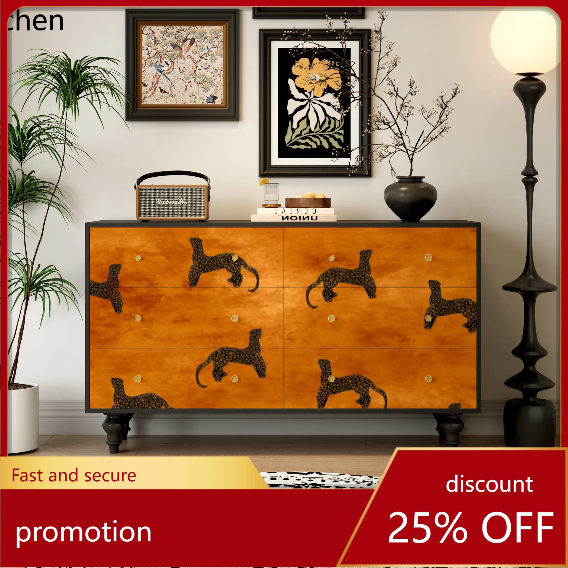 

ZML retro Chest of Drawers Bedroom Multi-Functional Storage Cabinet Living Room Wall Storage Cabinet