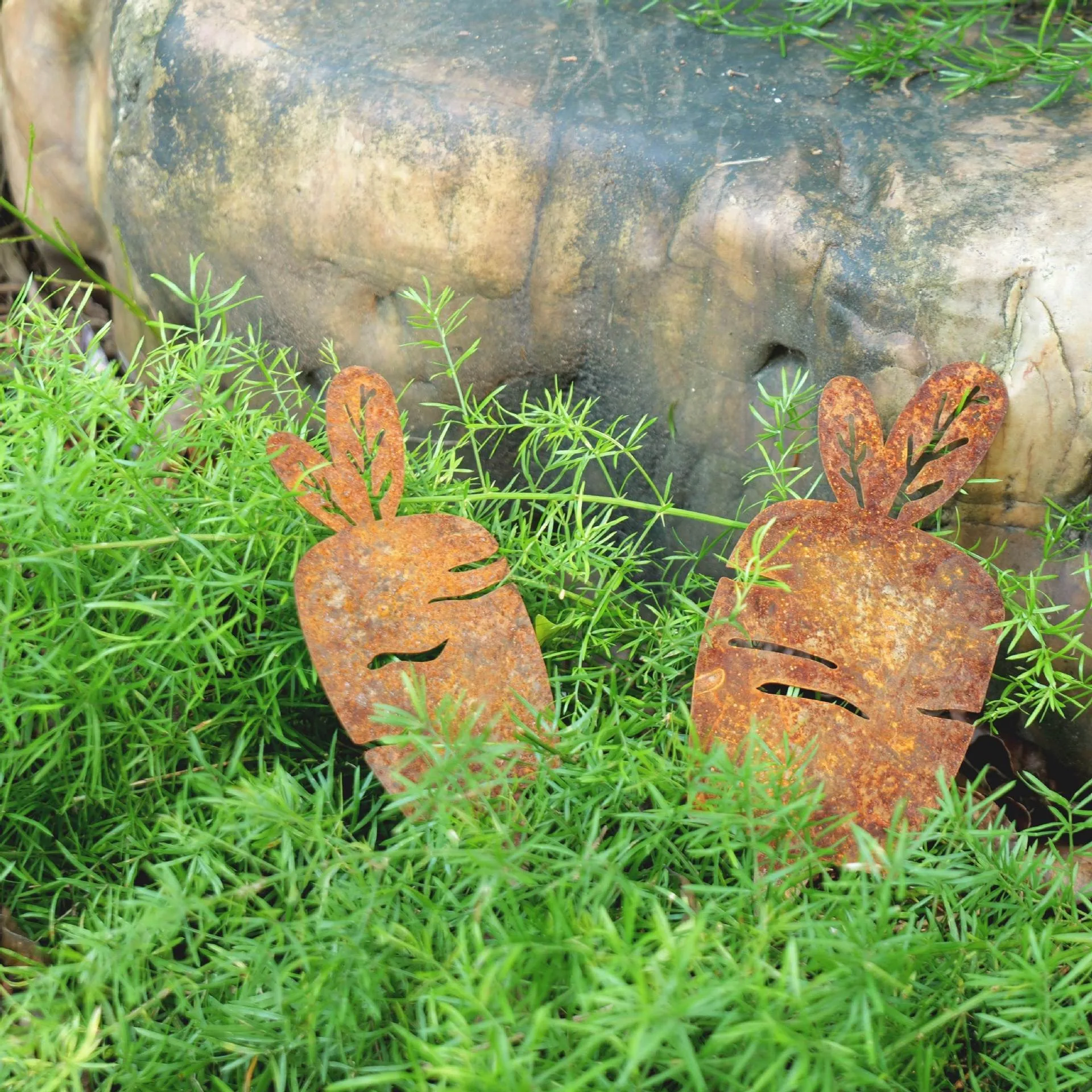 3-piece retro vintage vintage rabbit, radish, garden, courtyard, lawn, flower pot decoration