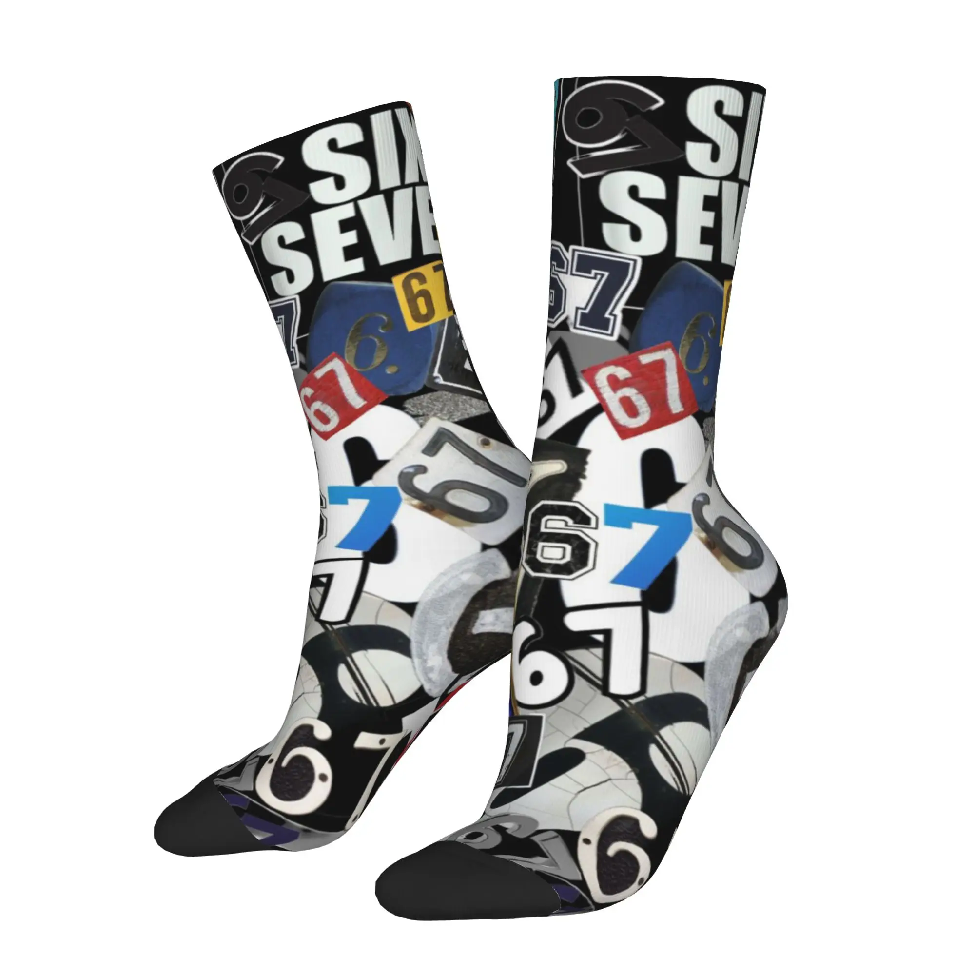 Funny Sock 67 67 six seven meme 3 Vintage Quality Pattern Printed Men Crew Socks Casual Men's Socks