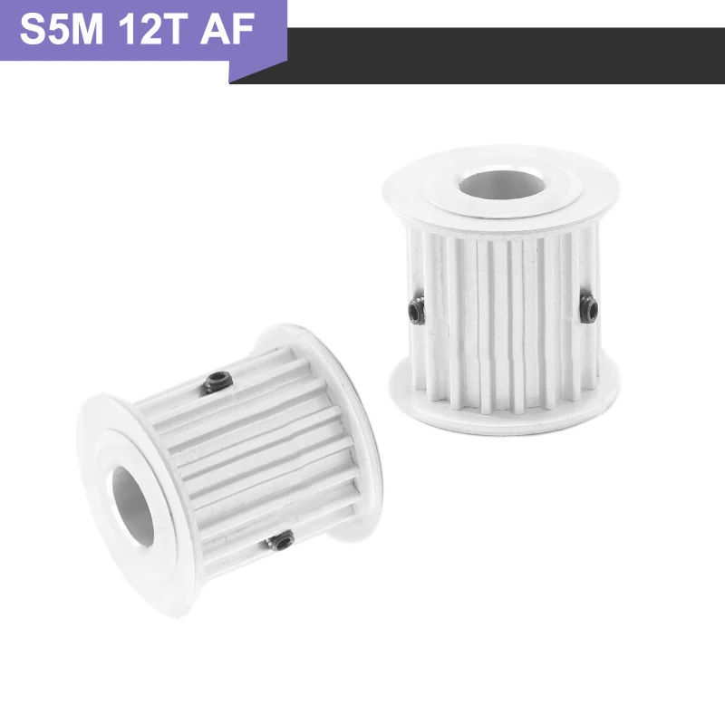 Polea de distribución S5M 12T 5/6/6,35/8/10mm, diámetro interior tipo S5M, rueda de polea dentada, polea de transmisión de 11/17/22/27mm de ancho, 2 uds.