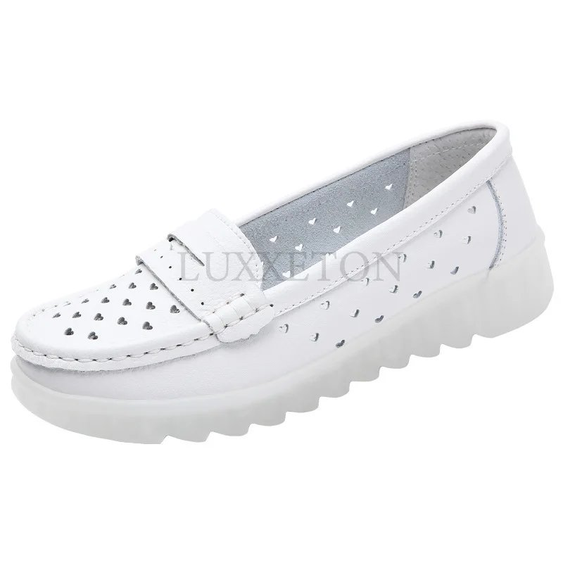 Women Shoes Spring New Soft Soled Comfortable and Breathable Work Nurse Shoes Casual and Versatile Women Flat Pure White Shoe