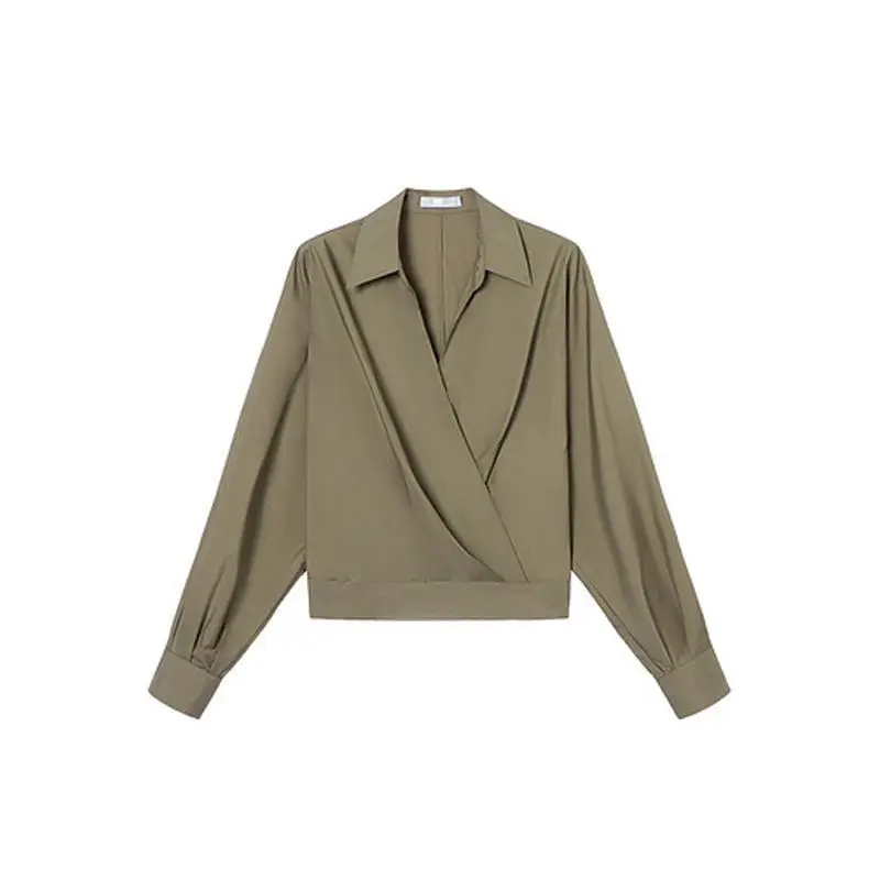 Autumn Blouse Women's Shirt French Style V Collar Shirts Female Temperament Chic Commuter Tops Lady Blouses