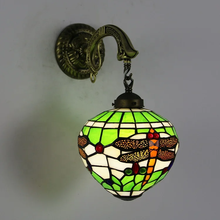 Luminária de Parede em Vidro Colorido Estilo Libélula LongHuiJing 8 Polegadas