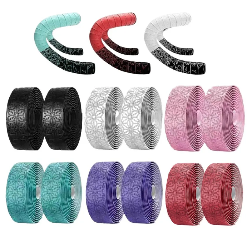 

Road Bike Handlebar Anti-Slip PU Shock Handle Bar End Plugs Anti-Vibration Wrap Tape Bicycle Absorb Sweat bent handles Comfort