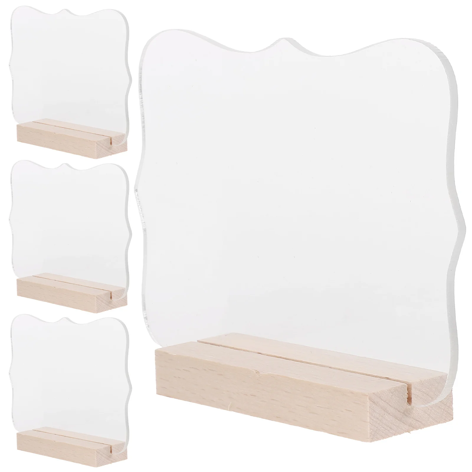 4 قطعة علامات الجدول الاكريليك قاعدة خشبية رسالة مجلس الزفاف محفوظة حامل أرقام الجلوس للولائم حفلة الحدث الجدول الديكور #5