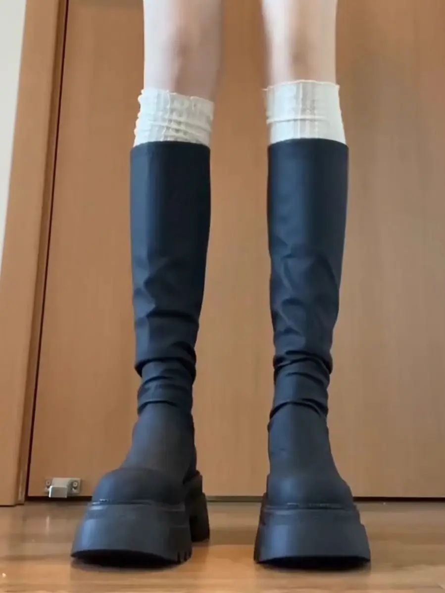 Slim Women Knee High Boots Female Platform Thick Bottom Long Booties Zapatos De Mujer view 5
