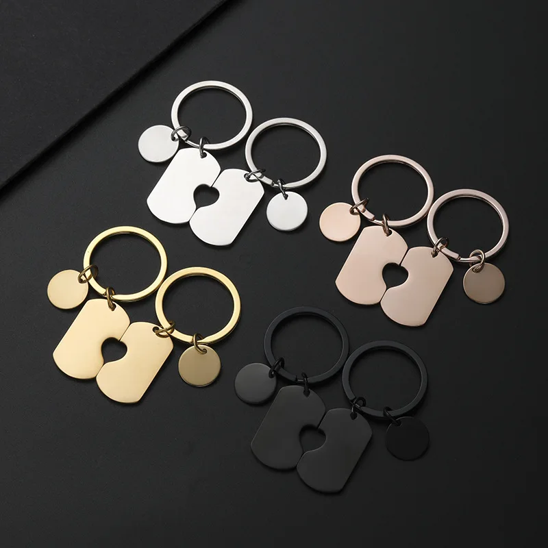 Custom Name Number Stainless Steel Car Keychain Laser Personalize Logo High-end Couple Keyring Man Woman Bag Key Chain Ring Gift